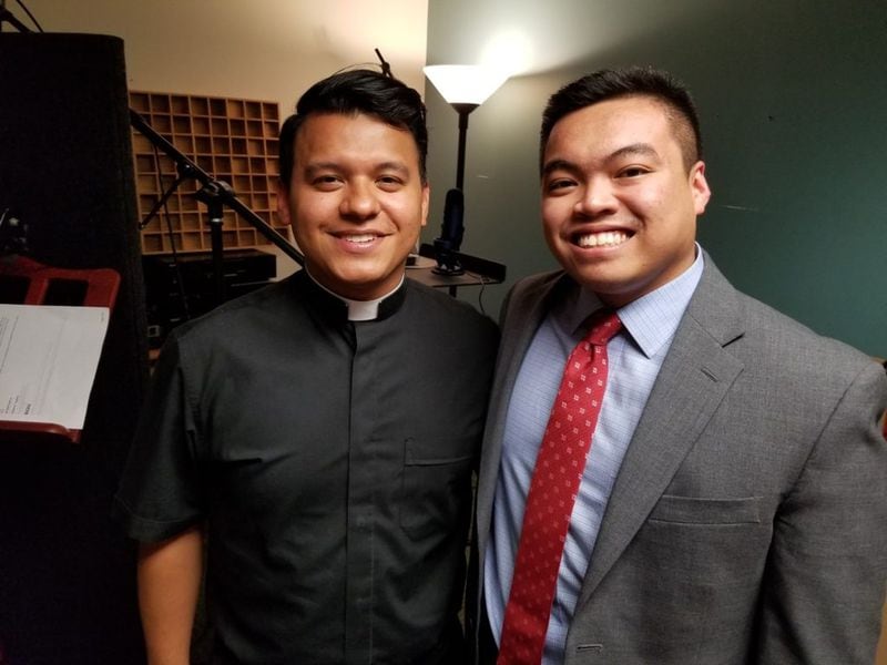 The Rev. Rey Pineda of the Atlanta area (left) and Raymond Partolan of Kirkwood performed on “American Dreamers: Voices of Hope, Music of Freedom,” which has received three Grammy nominations. 