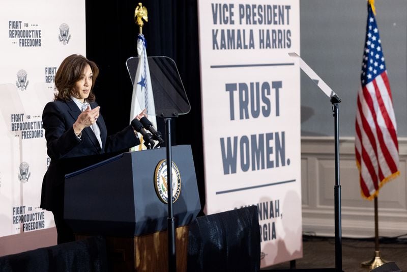 Vice President Kamala Harris made her third visit to Georgia in the past two months when she was in Savannah this week to make a campaign appeal to support abortion rights. (Arvin Temkar/arvin.temkar@ajc.com)