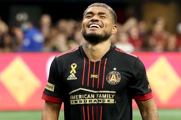 Atlanta United forward Josef Martinez reacts after missing a scoring opportunity during the second half against D.C. United at Mercedes Benz Stadium Saturday, September 18, 2021 in Atlanta, Ga.. JASON GETZ FOR THE ATLANTA JOURNAL-CONSTITUTION