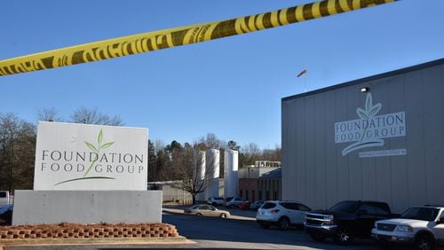 Six people were killed after a liquid nitrogen line ruptured at Foundation Food Group in Gainesville on Thursday, January 28, 2021. (Hyosub Shin / Hyosub.Shin@ajc.com)