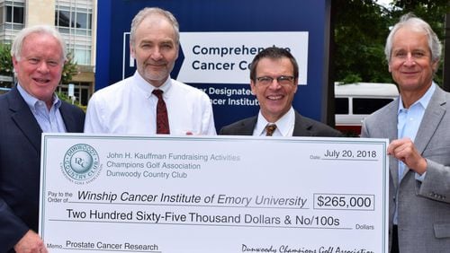 Dunwoody Country Club gives $265K to Winship Cancer Institute for prostate cancer research.