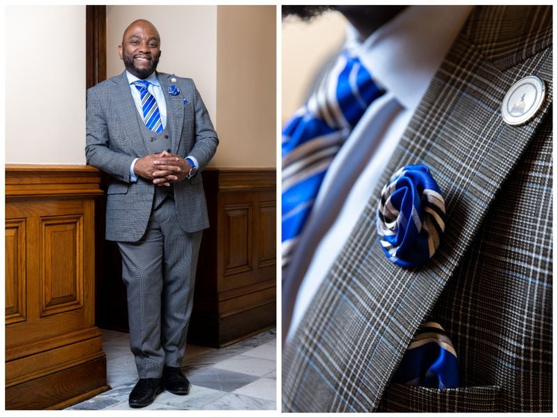 State Rep. Segun Adeyina, D-Grayson, says he relies on his wife when it comes to fashion. "As long as she OKs it, I'm good," Adeyina said. (Arvin Temkar / arvin.temkar@ajc.com)