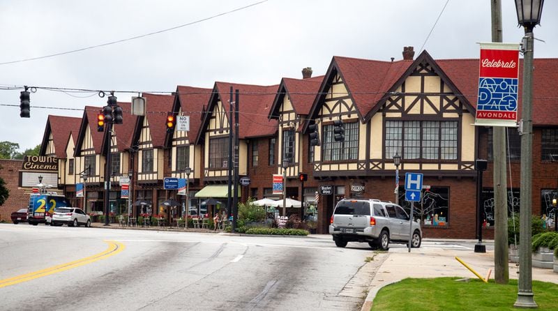 Avondale Estates's downtown strip with it's English Tudor style buildings is located on North Avondale Rd. STEVE SCHAEFER FOR THE ATLANTA JOURNAL-CONSTITUTION