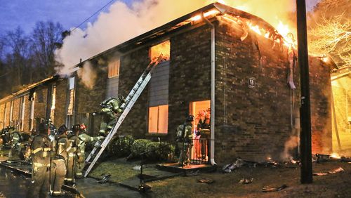 About 25 people were displaced by a December 2012 fire in this heavily damaged apartment complex in southwest Atlanta. This month,  there have been five apartment fires in metro Atlanta, Red Cross officials report.