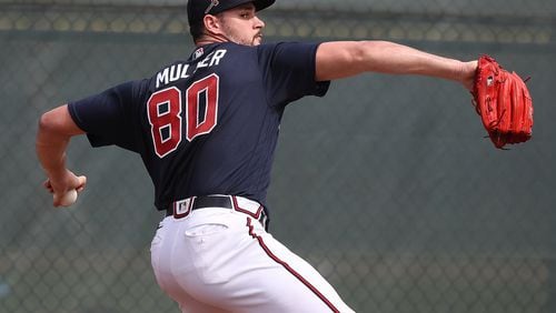 Braves pitcher Kyle Muller delivers a pitch during spring training on Friday, Feb. 14, 2020, in North Port.  Curtis Compton ccompton@ajc.com