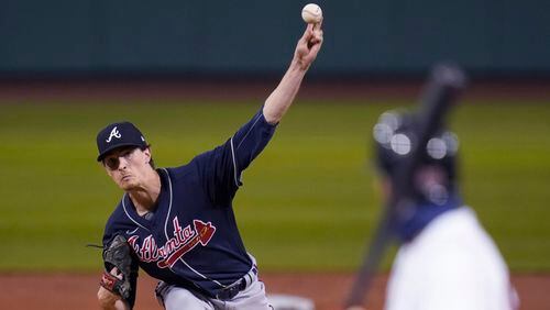 Braves starting pitcher Max Fried delivers during the first inning of a baseball game against the Boston Red Sox, Monday, Aug. 31, 2020, in Boston.