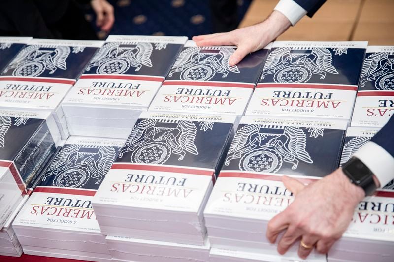 Officials from the Office of Management and Budget delivered President Donald Trump's proposed budget for the 2021 fiscal year to the House Budget Committee on Capitol Hill in Washington.