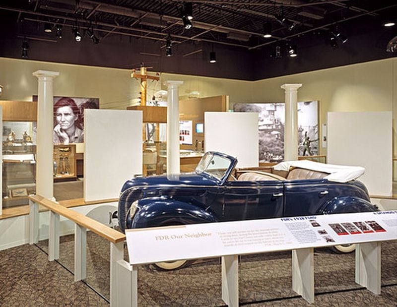 The museum on the grounds of the Little White House has artifacts from Roosevelt's presidency, including his famous Ford convertible.