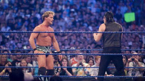 Chris Jericho, left, taunted actor Mickey Rourke 10 years ago at WrestleMania.