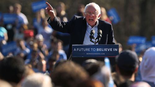NEW YORK, NY - APRIL 17: Democratic Presidential candidate Bernie Sanders speaks to throngs of supporters in Prospect Park to hear Democratic Presidential candidate Bernie Sanders speaks at Prospect Park in Brooklyn. AP file