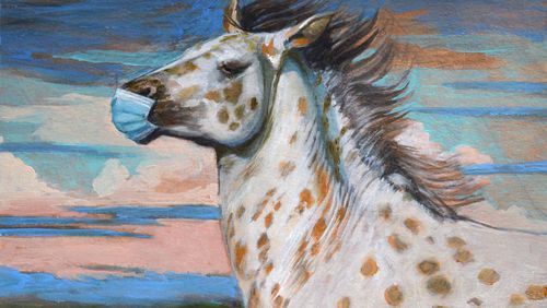 Atlanta artist Kym Day’s “Study for Masked Horse,” (2020) in oil and acrylic on paper. Photo credit: Kym Day