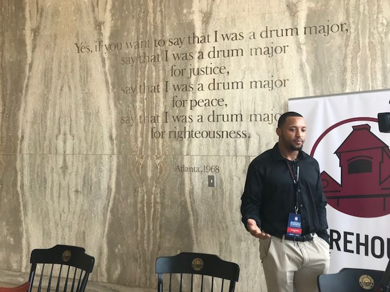 Philadelphia Eagles player Najee Goode, one of the attendees at a three-day workshop at Morehouse College for athletes to find ways to engage in social justice causes in their communities. ERIC STIRGUS / ESTIRGUS@AJC.COM