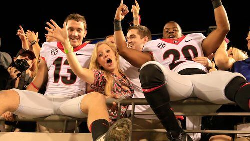 Georgia celebrates the last time it beat Florida, back in 2013. (Sam Greenwood/Getty Images)