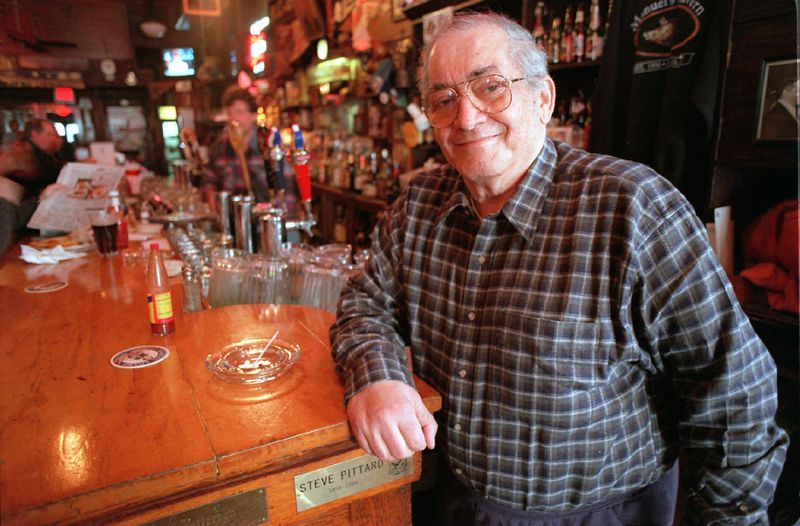 Manuel Maloof, photographed at the bar in his Manuel's Tavern, died Saturday, Aug. 7, 2004, at age 80. This photo was taken at the Poncey-Highland neighborhood bar in 1998.  (Atlanta Journal-Constitution photo)