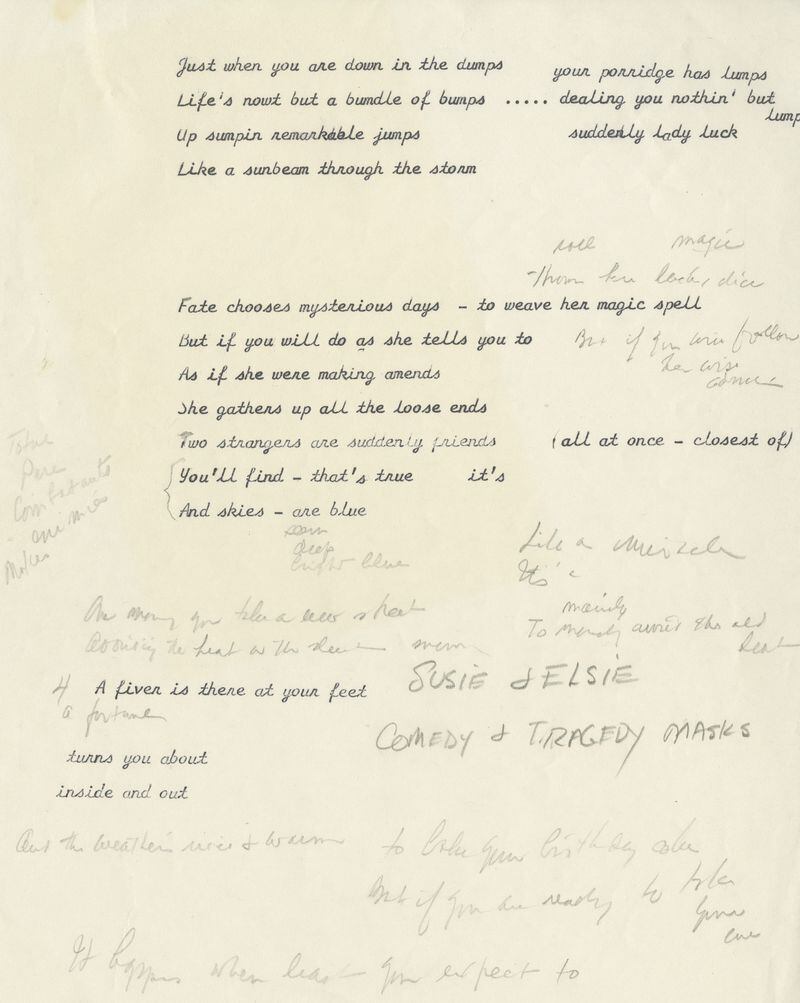 Copies of Johnny Mercer's draft lyrics/music. The Johnny Mercer Tribute concert, featuring Joe Gransden and Tierney Sutton, takes place Feb. 7 at  Georgia State University s Rialto Center for the Arts.