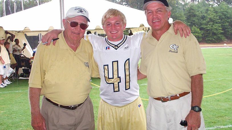 Georgia Tech Hall of Famer Chappell Rhino with grandson Kelley and son Randy, a member of the College Football Hall of Fame, in a photo taken in 2002. (Courtesy Randy Rhino)