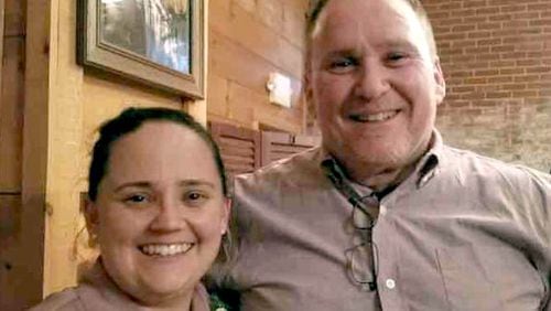 Barry Martin (right) suffered a heart attack while trying to reach the home of one of his daughters, Jordan, after a tornado slammed Coweta County.