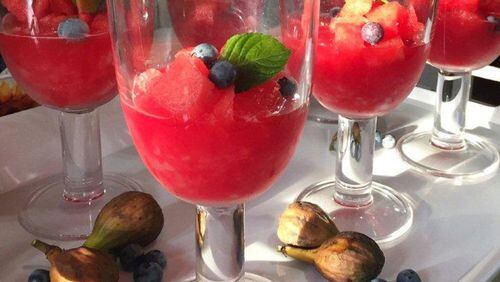 Watermelon slushy made with lavender honey. Styled by Dianna Tribble. Photo by Dianna Tribble.