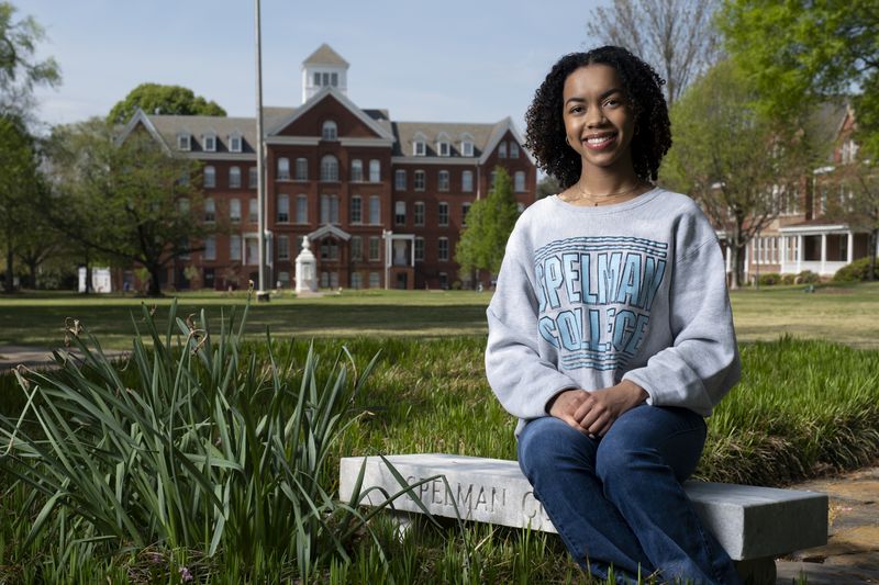 Hannah Baumgardner is a fourth generation student at Spelman College. Photographed on the Spelman campus in Atlanta on Monday, April 8, 2024.   (Ben Gray / Ben@BenGray.com)