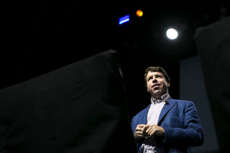 10-15-18 - Atlanta, GA - Alex Taylor, president and CEO of Cox Enterprises, speaks to the audience during the Techstars Atlanta Demo Day at The Tabernacle in Atlanta.(Casey Sykes for The Atlanta Journal-Constitution)