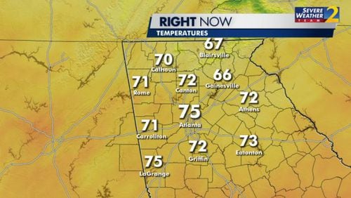 Atlanta reached 75 degrees Tuesday.