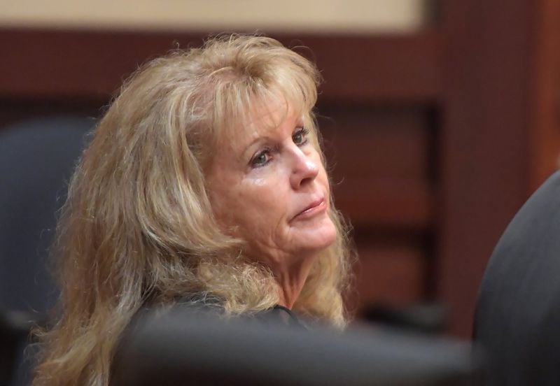 Hoschton Mayor Theresa Kenerly sits during a hearing before Judge David Sweat at Jackson County Magistrate Court on Wednesday, Oct. 2, 2019. Kenerly and Councilman James Cleveland contested a recall effort aimed at removing them from office. They have been under fire since an AJC investigation revealed a candidate for city administrator was sidelined because of his race. Judge David Sweat ruled the recalls can proceed. HYOSUB SHIN / HYOSUB.SHIN@AJC.COM