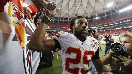 Chiefs safety Eric Berry leaves the field after his team beat the Falcons. (AP Photo/John Bazemore)