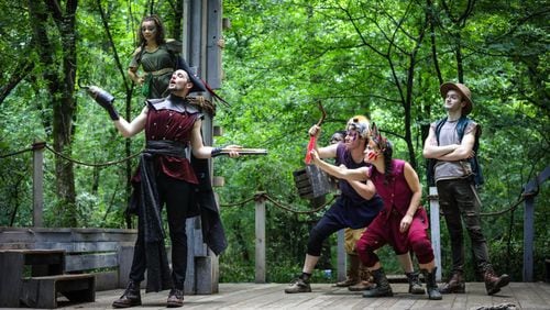 Alexandria Joy, Jeremy Gee, Destiny Freeman, Cullen Gray, Karley Rene and Aaron Schilling make up the company of “Peter Pan: A World Premiere Musical Pirate Adventure” at Serenbe Playhouse. CONTRIBUTED BY BREEANNE CLOWDUS