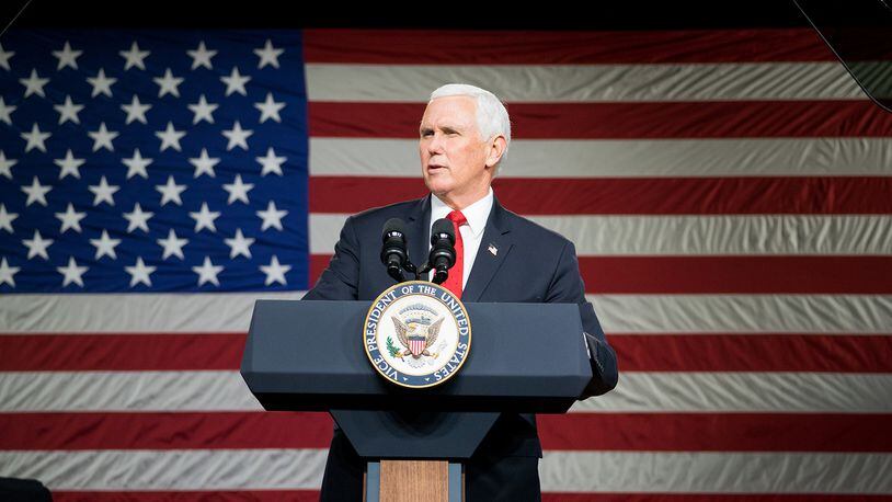 Former Vice President Mike Pence will participate in fundraisers for Republican candidates in Atlanta and Thomasville on Oct 13. (Megan Varner/Getty Images/TNS)
