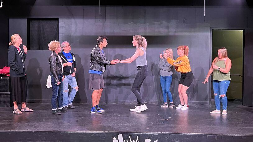 A rehearsal of "Vape" earlier this week before Sketchworks bring the "Grease"  parody back to Village Theatre in Atlanta October 8-9, 14-15 and 21-22. BRIAN TROXELL
