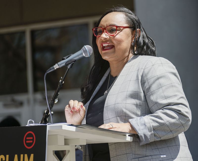 U.S. Rep. Nikema Williams, D-Atlanta criticized Republican leaders for adjourning the House for a planned Memorial Day recess with a possible debt default hanging in the balance.  (Bob Andres/The Atlanta Journal-Constitution)