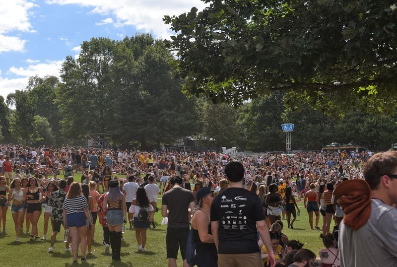 Piedmont Park gets full in a hurry during Music Midtown, as crowds gather for the two-day festival on Saturday, Sept. 15, 2018. Headliners this year include Imagine Dragons, Kendrick Lamar and Post Malone. (Photo: RYON HORNE/RHORNE@AJC.COM)