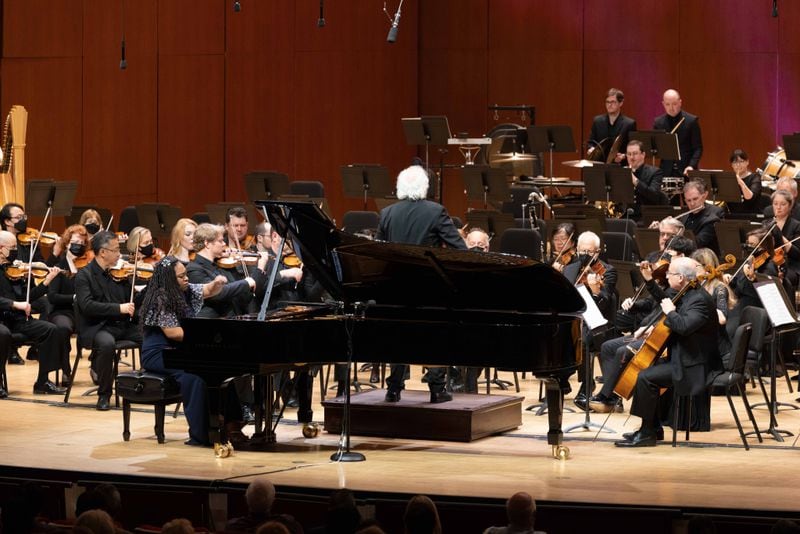 Guest pianist Michelle Cann performed the gorgeous Price composition Piano Concerto in One Movement. (Photo by Jeff Roffman)