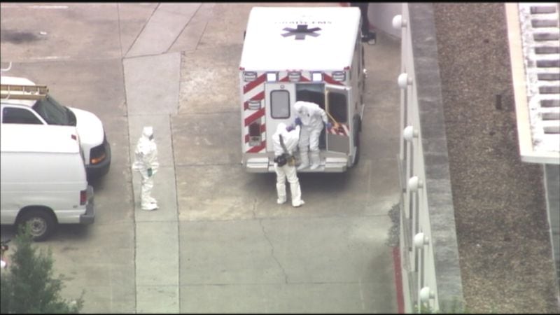 Dr. Kent Brantly, right, arrived at Emory University Hospital in Atlanta to be treated for Ebola. credit: WSB-TV Channel 2