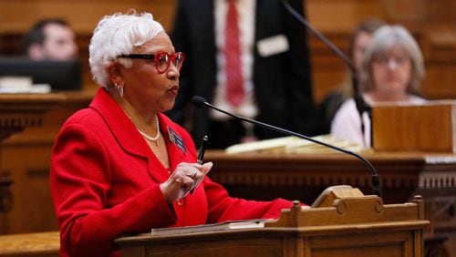 State Senate Minority Leader Gloria Butler, D-Stone Mountain, objected to Lt. Gov. Burt Jones' focus on diversity, equity and inclusion initiatives as part of a fight with University System of Georgia Chancellor Sonny Perdue over funding for higher education. “Our state budget and resources should not be weaponized for political gain,” Butler said. Bob Andres / bandres@ajc.com