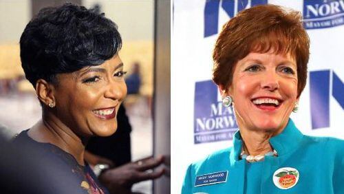 Mayoral candidate Mary Norwood (right) released nine years of federal tax returns on Monday and called on her opponent in the Dec. 5 runoff, Keisha Lance Bottoms (left) to do the same.