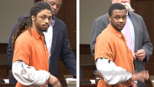 Richard Perry (left) and Marlo Pinnock were sentenced to 20 years in prison with 14 to serve for a March 2016 road-rage incident that led to gunfire. (Credit: Channel 2 Action News)