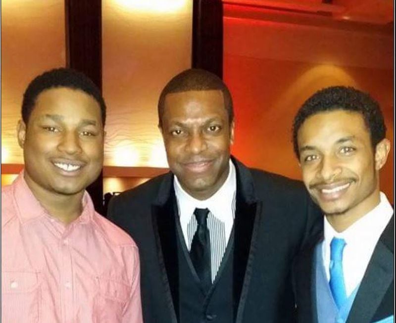Andre Montgomery, left, comedian Chris Tucker and Charles Crenchaw, Montgomery's cousin and cast mate on "Welcome to Sweetie Pie's."