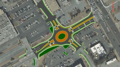 Construction will begin by the end of June on the Venture Drive at Day Drive roundabout project. (Courtesy Gwinnett Place CID)