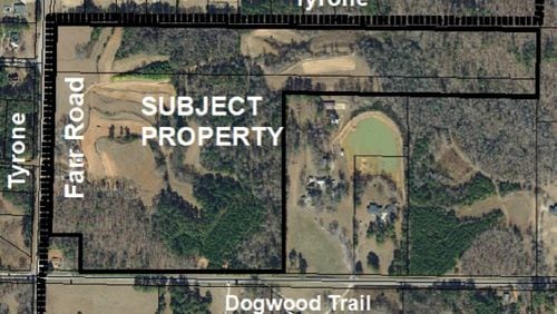 Nearly 40 homes are slated for 59 acres of property to be annexed by Tyrone. Courtesy Fayette County