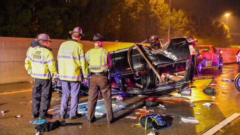 Three family members were killed Friday night when this vehicle crashed on I-85 in Coweta County. (Credit: Channel 2 Action News.)