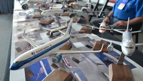 Airline models at an airline memorabilia show at the Delta Flight Museum near Hartsfield-Jackson International Airport in 2015. (Kelly Yamanouchi / kyamanouchi@ajc.com)