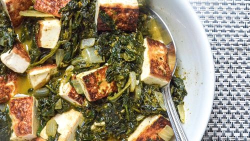 Palak Tofu is a vegan variation of a classic Indian dish.
(Virginia Willis for The Atlanta Journal-Constitution)