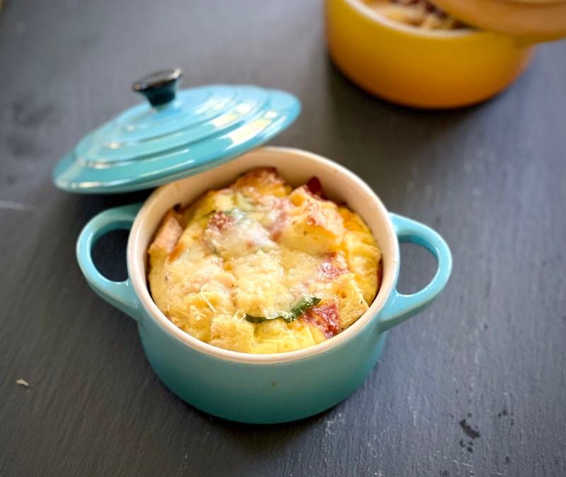 Enjoy deli flavors all day long with a Reuben strata. The sauerkraut and corned beef flavors pair surprisingly well with neutral-tasting eggs. 
Kellie Hynes for The Atlanta Journal-Constitution
