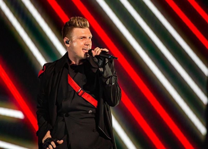 Backstreet Boys singer Nick Carter handled many of the leads on the group's songs. The Backstreet Boys packed State Farm Arena on Aug. 21, 2019 with their "DNA" tour. Photo: Ryan Fleisher/Special to the AJC