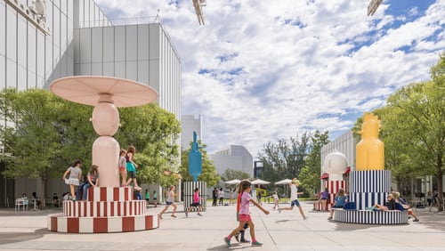 Spanish designer Jaime Hayon brings a new set of playful sculptures to the piazza outside the High Museum of Art. Called “Merry Go Zoo,” they replace his fanciful “Tiovivo” play structures that had entertained children (and adults) since last summer. CONTRIBUTED BY JONATHAN HILLYER