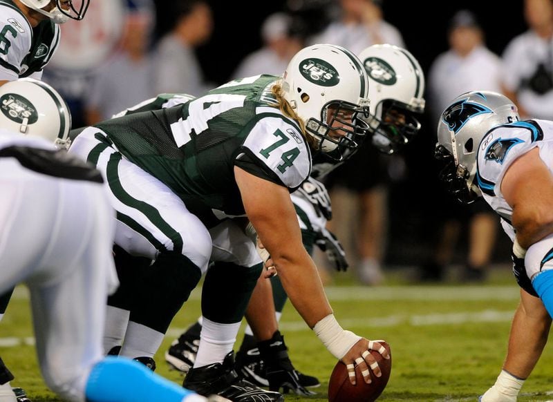  Center Nick Mangold (74) was released by the Jets after making the Pro Bowl team seven times. He's 33 and coming off an ankle injury. (Mike Mccarn/Associated Press)