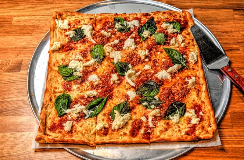 The Noni, one of the square pies at Pielands Sub & Slice, is named for owner Billy Streck's grandmother, who made this style of pizza. Chris Hunt for The Atlanta Journal-Constitution 