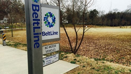 The BeltLine sign and the greens at Bobby Jones Golf Course sit side by side. Credit: Jill Vejnoska jfejnoska@ajc.com