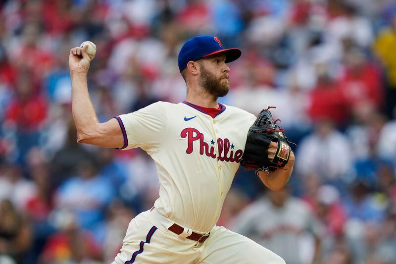 Philadelphia Phillies' Zack Wheeler pitches during the second inning of a baseball game against the San Francisco Giants, Monday, May 6, 2024, in Philadelphia. (AP Photo/Matt Rourke)